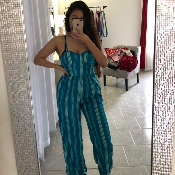 Band of Gypsies Pants - Blue Striped Jumpsuit